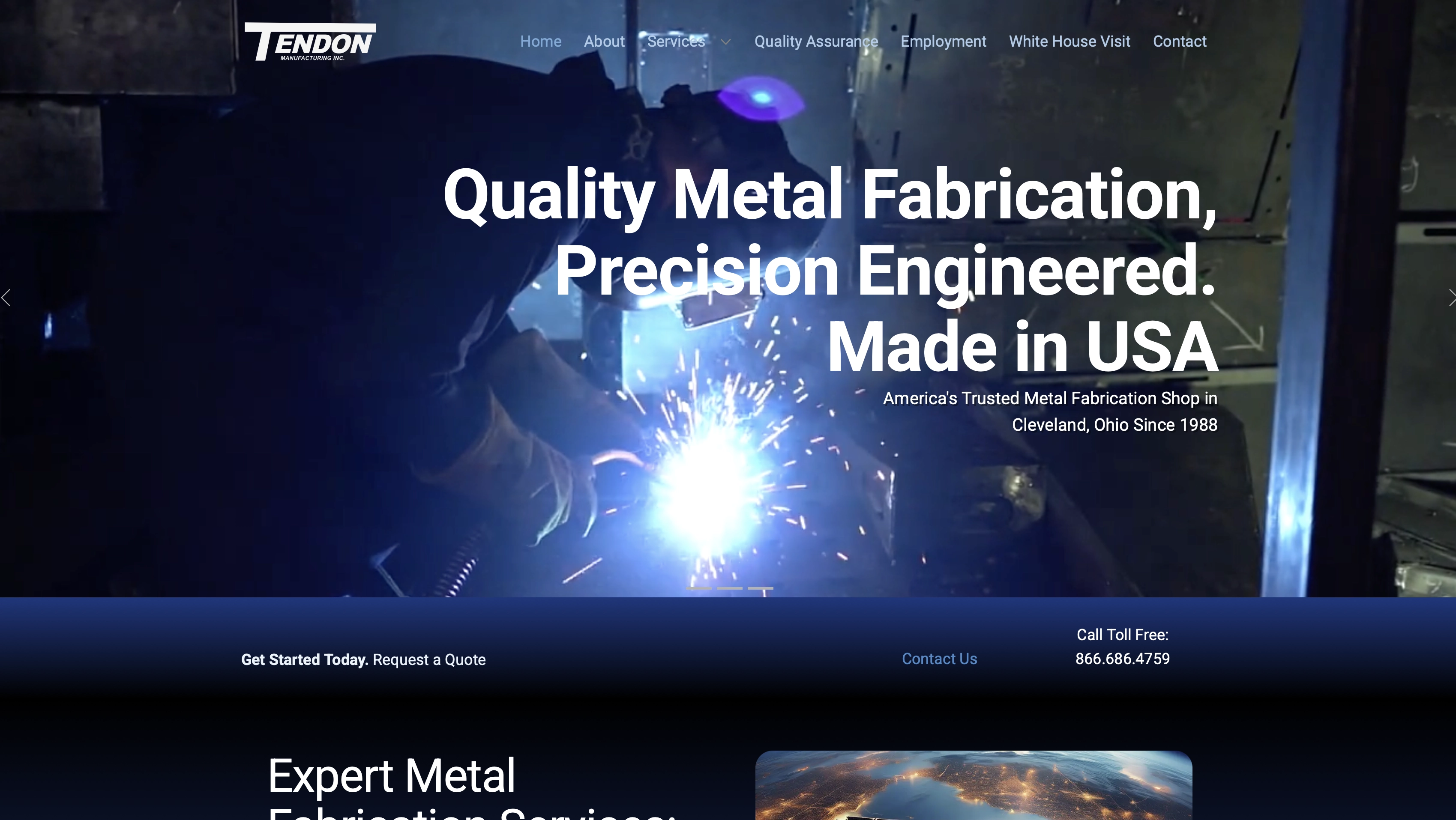 Tendon Manufacturing — Quality Metal Fabrication Precision Engineered Made in USA — website design by DeGaetano Design and Marketing Cleveland Ohio